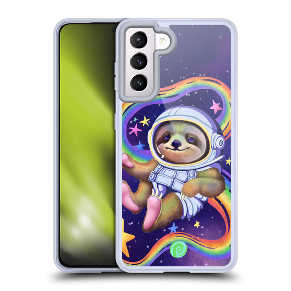 Carla Morrow Rainbow Animals Sloth Wearing A Space Suit Soft Gel Case for Samsung Galaxy S21 5G