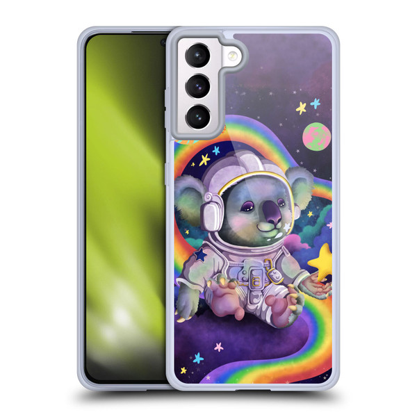 Carla Morrow Rainbow Animals Koala In Space Soft Gel Case for Samsung Galaxy S21+ 5G