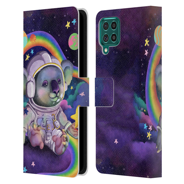 Carla Morrow Rainbow Animals Koala In Space Leather Book Wallet Case Cover For Samsung Galaxy F62 (2021)