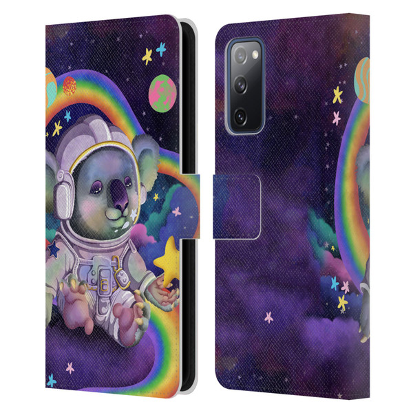 Carla Morrow Rainbow Animals Koala In Space Leather Book Wallet Case Cover For Samsung Galaxy S20 FE / 5G