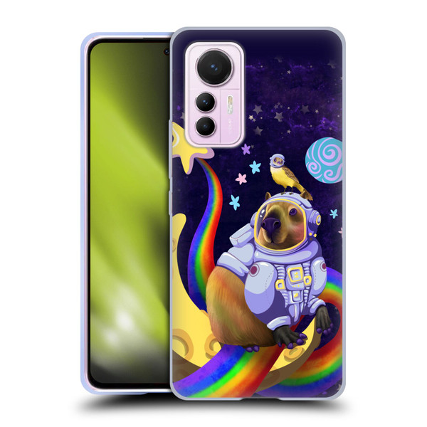 Carla Morrow Rainbow Animals Capybara Sitting On A Moon Soft Gel Case for Xiaomi 12 Lite
