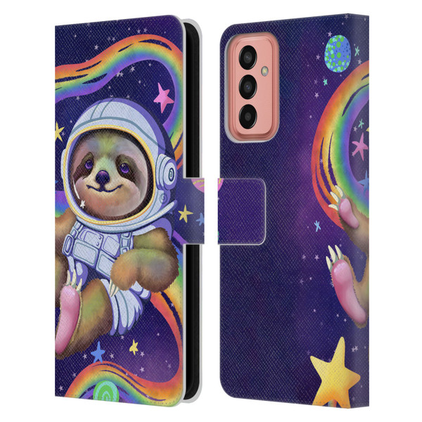 Carla Morrow Rainbow Animals Sloth Wearing A Space Suit Leather Book Wallet Case Cover For Samsung Galaxy M13 (2022)