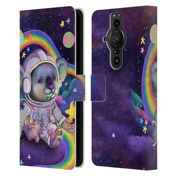 Carla Morrow Rainbow Animals Koala In Space Leather Book Wallet Case Cover For Sony Xperia Pro-I