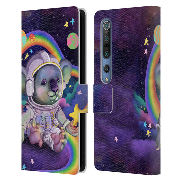 Carla Morrow Rainbow Animals Koala In Space Leather Book Wallet Case Cover For Xiaomi Mi 10 5G / Mi 10 Pro 5G