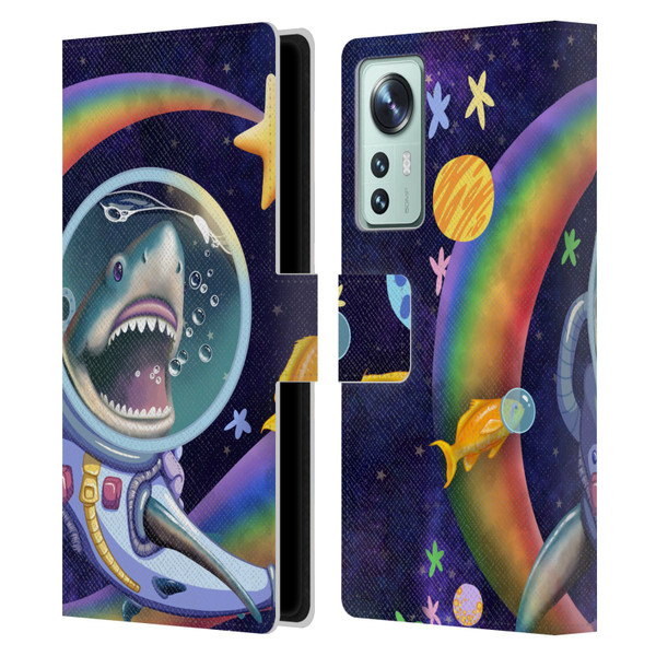 Carla Morrow Rainbow Animals Shark & Fish In Space Leather Book Wallet Case Cover For Xiaomi 12