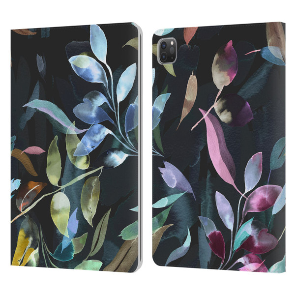 Ninola Botanical Patterns Watercolor Mystic Leaves Leather Book Wallet Case Cover For Apple iPad Pro 11 2020 / 2021 / 2022