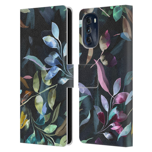 Ninola Botanical Patterns Watercolor Mystic Leaves Leather Book Wallet Case Cover For Motorola Moto G (2022)