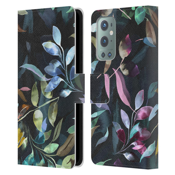 Ninola Botanical Patterns Watercolor Mystic Leaves Leather Book Wallet Case Cover For OnePlus 9