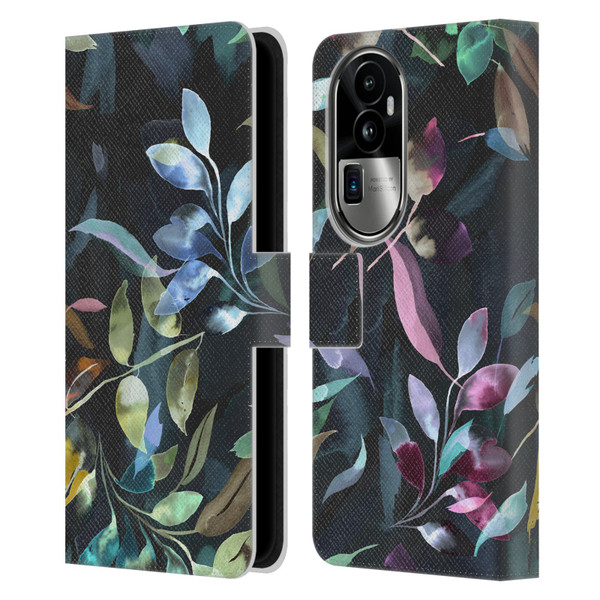 Ninola Botanical Patterns Watercolor Mystic Leaves Leather Book Wallet Case Cover For OPPO Reno10 Pro+