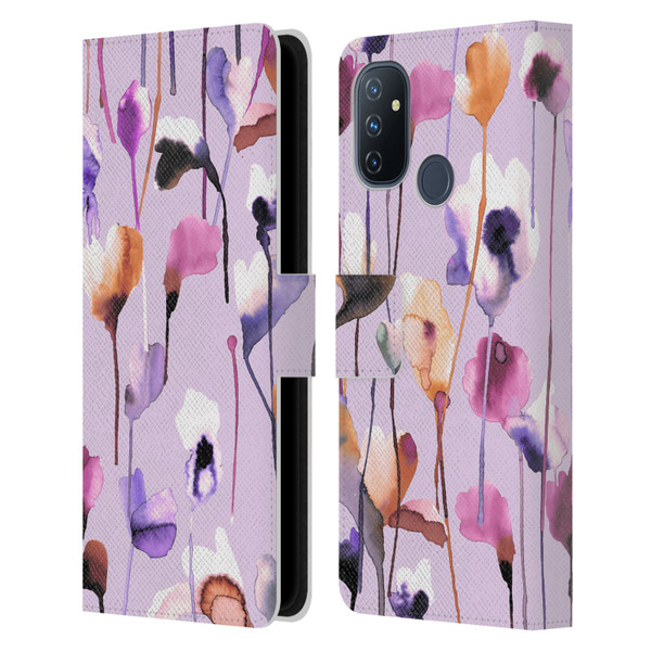 Ninola Lilac Floral Watery Flowers Purple Leather Book Wallet Case Cover For OnePlus Nord N100