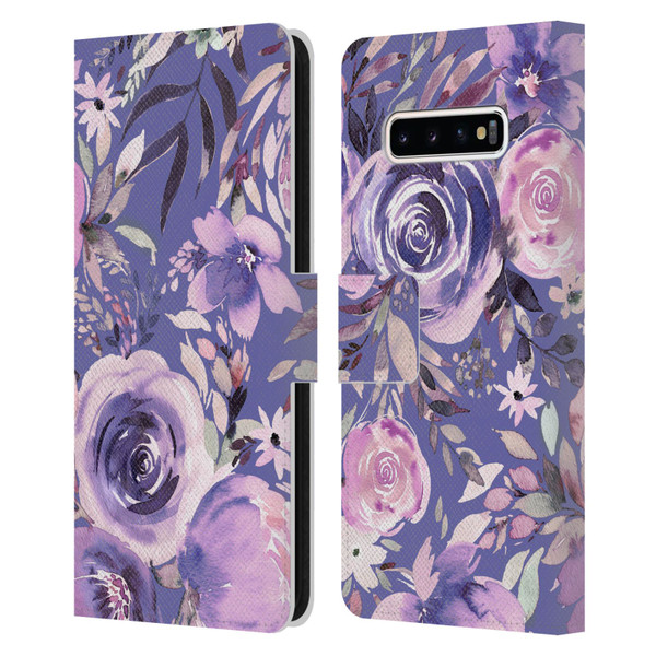 Ninola Lilac Floral Pastel Peony Roses Leather Book Wallet Case Cover For Samsung Galaxy S10+ / S10 Plus