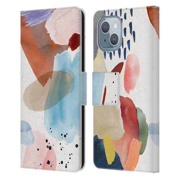 Ninola Pattern Abstract Pastel Leather Book Wallet Case Cover For Apple iPhone 14