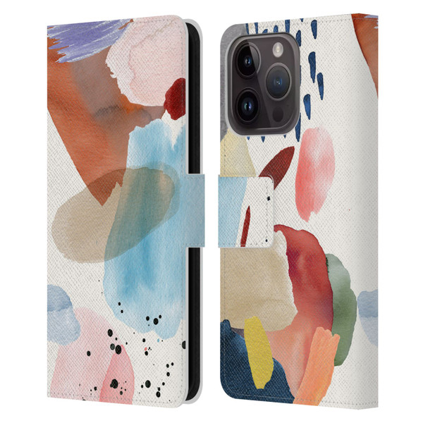 Ninola Pattern Abstract Pastel Leather Book Wallet Case Cover For Apple iPhone 15 Pro