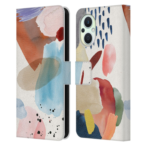 Ninola Pattern Abstract Pastel Leather Book Wallet Case Cover For OPPO Reno8 Lite
