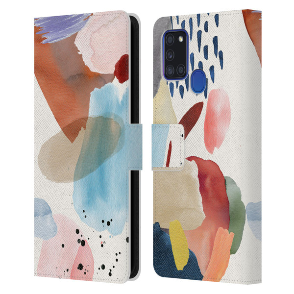Ninola Pattern Abstract Pastel Leather Book Wallet Case Cover For Samsung Galaxy A21s (2020)