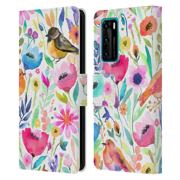 Ninola Summer Patterns Whimsical Birds Leather Book Wallet Case Cover For Huawei P40 5G
