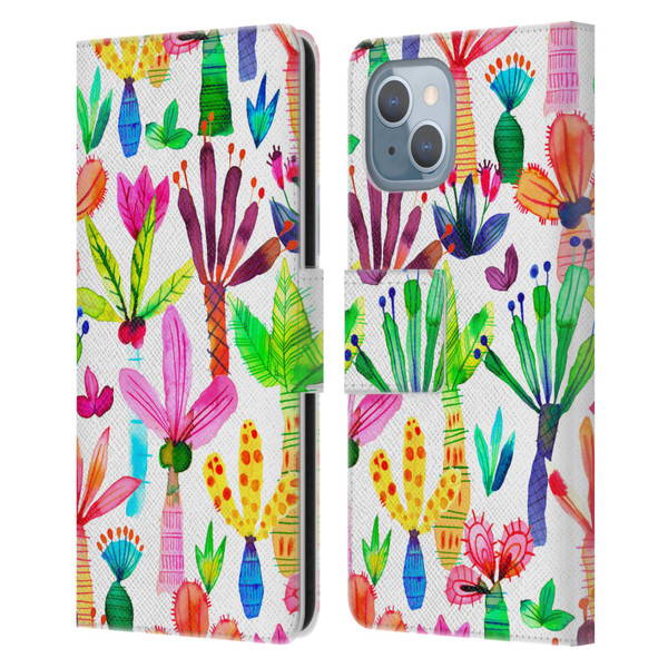 Ninola Summer Patterns Palms Garden Leather Book Wallet Case Cover For Apple iPhone 14