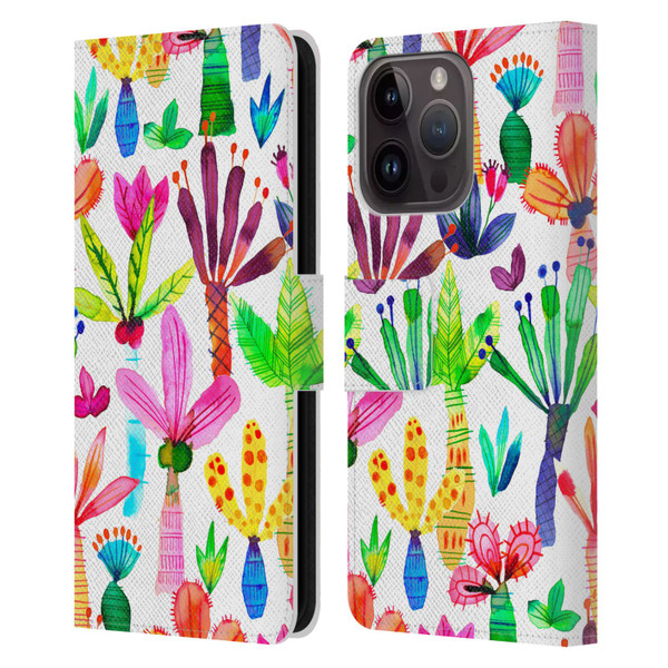 Ninola Summer Patterns Palms Garden Leather Book Wallet Case Cover For Apple iPhone 15 Pro