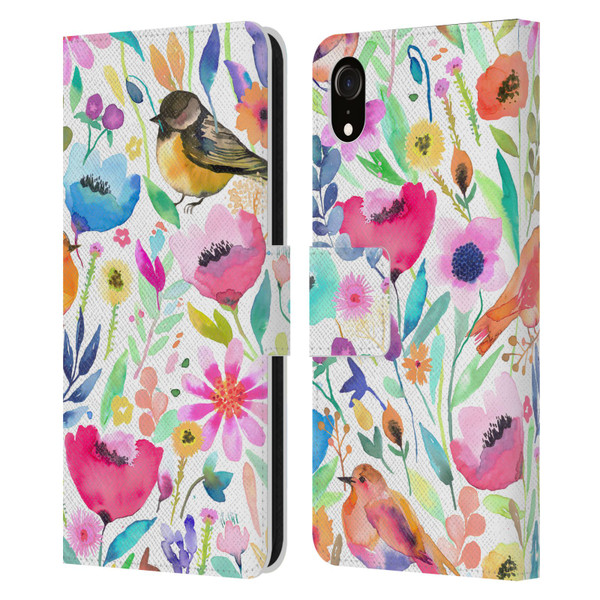 Ninola Summer Patterns Whimsical Birds Leather Book Wallet Case Cover For Apple iPhone XR
