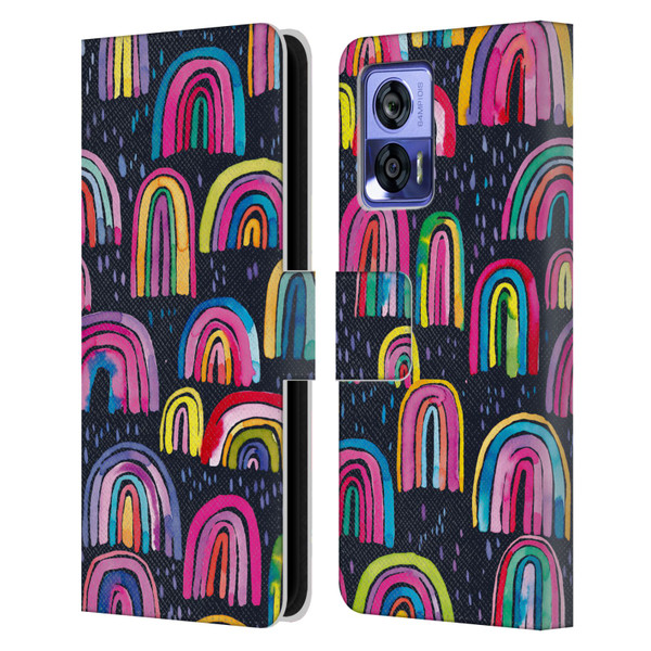 Ninola Summer Patterns Rainbows Navy Leather Book Wallet Case Cover For Motorola Edge 30 Neo 5G
