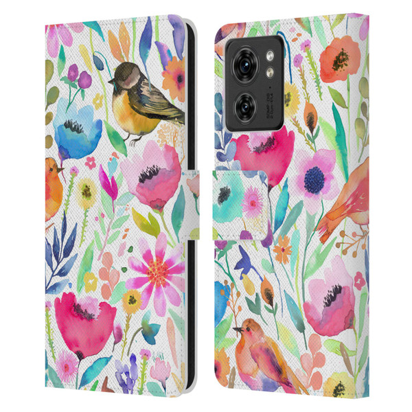 Ninola Summer Patterns Whimsical Birds Leather Book Wallet Case Cover For Motorola Moto Edge 40