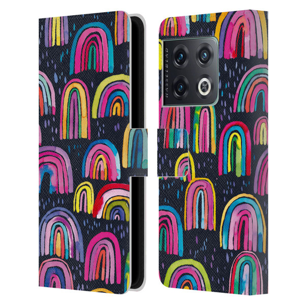 Ninola Summer Patterns Rainbows Navy Leather Book Wallet Case Cover For OnePlus 10 Pro
