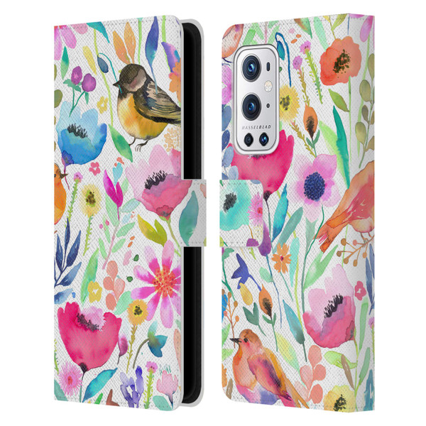 Ninola Summer Patterns Whimsical Birds Leather Book Wallet Case Cover For OnePlus 9 Pro