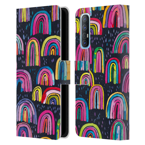 Ninola Summer Patterns Rainbows Navy Leather Book Wallet Case Cover For OPPO Find X2 Neo 5G
