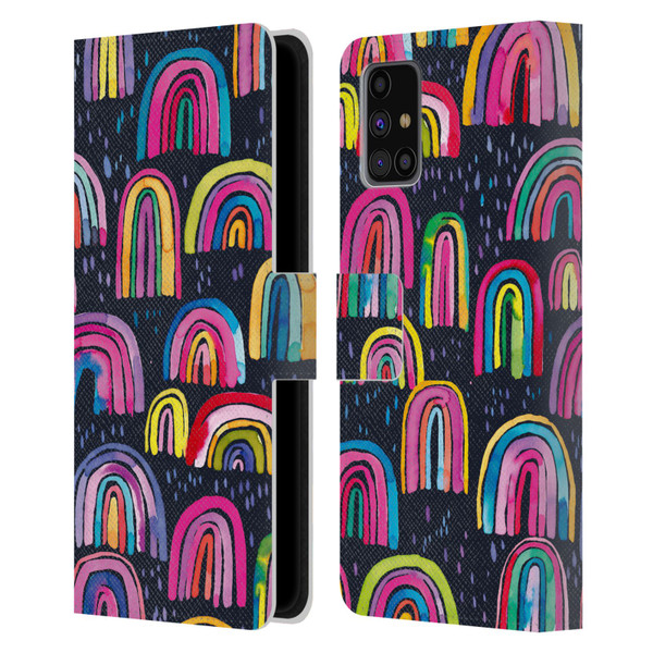 Ninola Summer Patterns Rainbows Navy Leather Book Wallet Case Cover For Samsung Galaxy M31s (2020)
