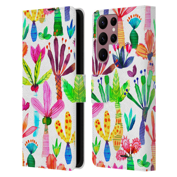 Ninola Summer Patterns Palms Garden Leather Book Wallet Case Cover For Samsung Galaxy S22 Ultra 5G
