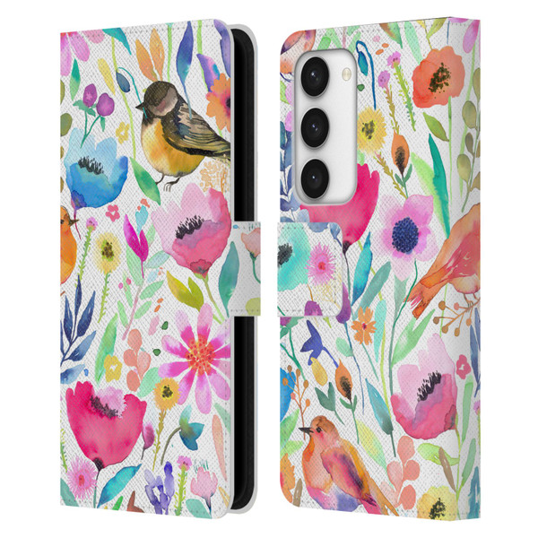 Ninola Summer Patterns Whimsical Birds Leather Book Wallet Case Cover For Samsung Galaxy S23 5G