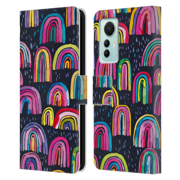 Ninola Summer Patterns Rainbows Navy Leather Book Wallet Case Cover For Xiaomi 12 Lite