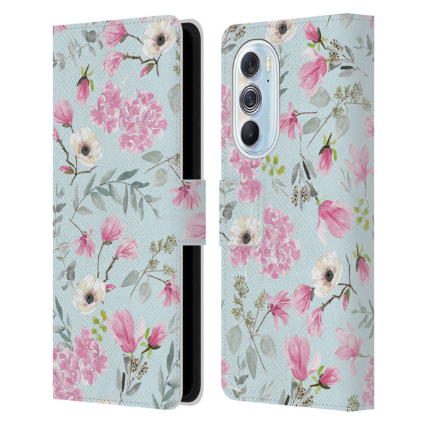 Anis Illustration Flower Pattern 2 Pink Leather Book Wallet Case Cover For Motorola Edge X30
