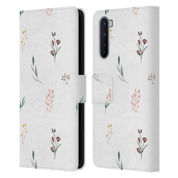 Anis Illustration Flower Pattern 2 Botanicals Leather Book Wallet Case Cover For OnePlus Nord 5G