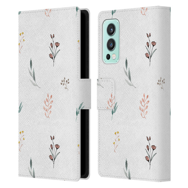 Anis Illustration Flower Pattern 2 Botanicals Leather Book Wallet Case Cover For OnePlus Nord 2 5G