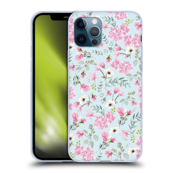 Anis Illustration Flower Pattern 2 Pink Soft Gel Case for Apple iPhone 12 / iPhone 12 Pro