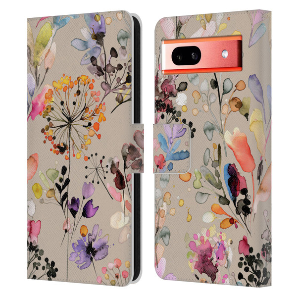 Ninola Wild Grasses Beige Leather Book Wallet Case Cover For Google Pixel 7a