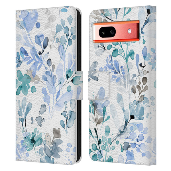Ninola Wild Grasses Blue Plants Leather Book Wallet Case Cover For Google Pixel 7a