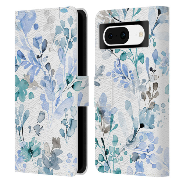 Ninola Wild Grasses Blue Plants Leather Book Wallet Case Cover For Google Pixel 8