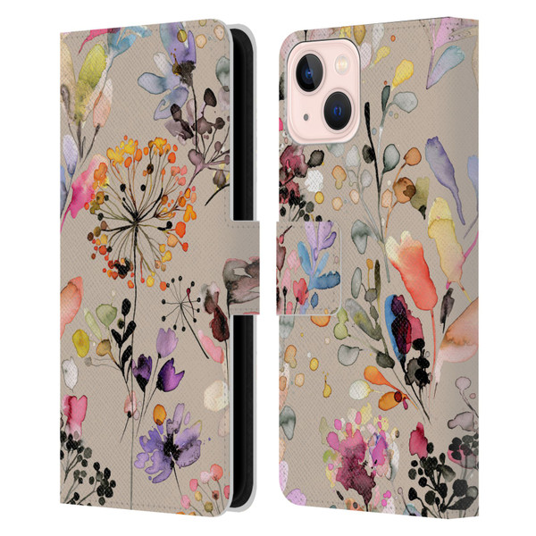 Ninola Wild Grasses Beige Leather Book Wallet Case Cover For Apple iPhone 13