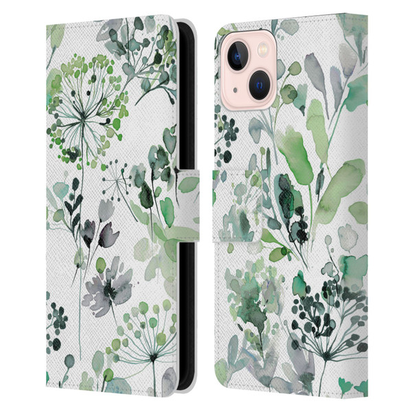 Ninola Wild Grasses Eucalyptus Leather Book Wallet Case Cover For Apple iPhone 13