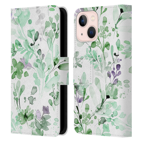 Ninola Wild Grasses Eucalyptus Plants Leather Book Wallet Case Cover For Apple iPhone 13 Mini