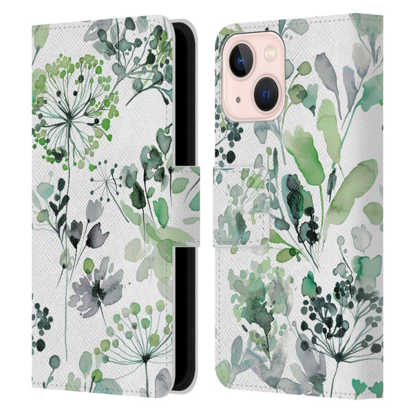 Ninola Wild Grasses Eucalyptus Leather Book Wallet Case Cover For Apple iPhone 13 Mini