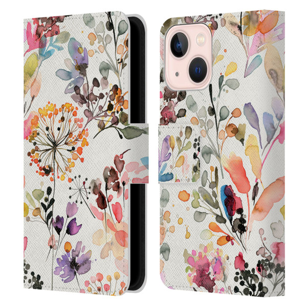 Ninola Wild Grasses Multicolor Leather Book Wallet Case Cover For Apple iPhone 13 Mini