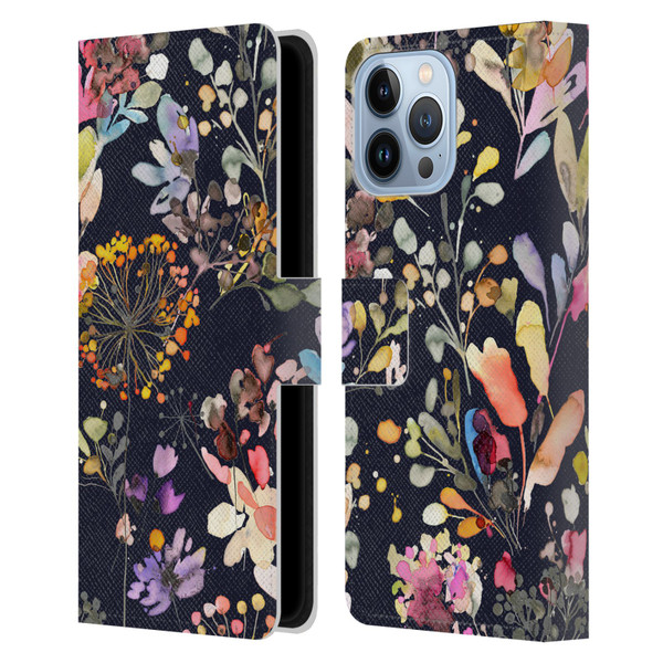 Ninola Wild Grasses Black Leather Book Wallet Case Cover For Apple iPhone 13 Pro Max