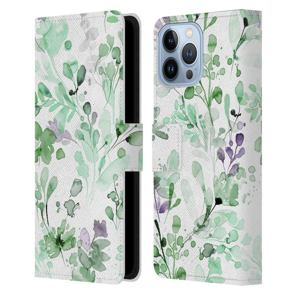 Ninola Wild Grasses Eucalyptus Plants Leather Book Wallet Case Cover For Apple iPhone 13 Pro Max