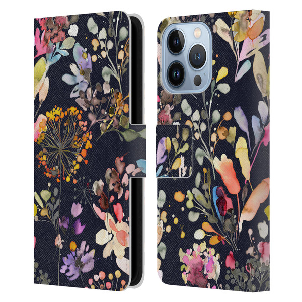 Ninola Wild Grasses Black Leather Book Wallet Case Cover For Apple iPhone 13 Pro
