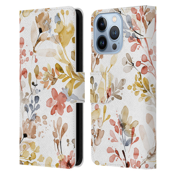 Ninola Wild Grasses Gold Plants Leather Book Wallet Case Cover For Apple iPhone 13 Pro