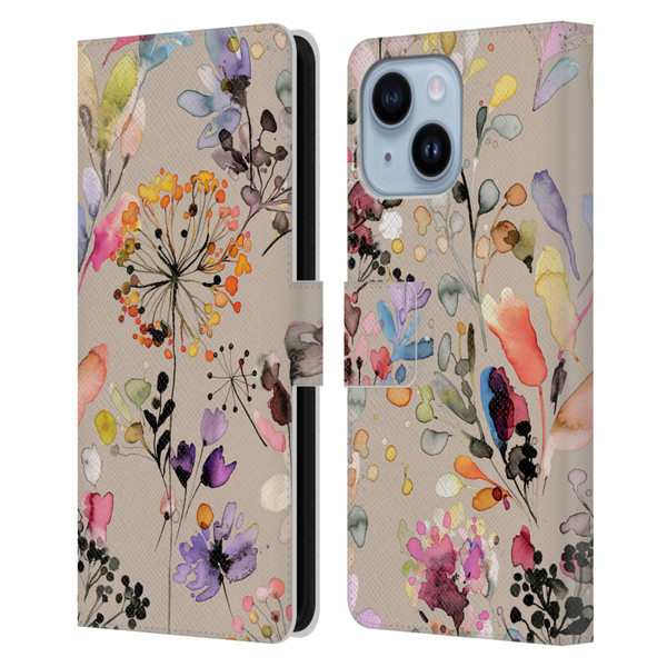 Ninola Wild Grasses Beige Leather Book Wallet Case Cover For Apple iPhone 14 Plus