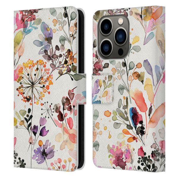 Ninola Wild Grasses Multicolor Leather Book Wallet Case Cover For Apple iPhone 14 Pro